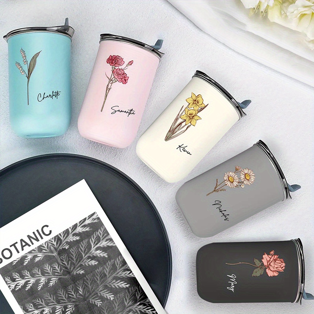 맞춤형 탄생화 커피 텀블러, 맞춤 이름 스테인리스 스틸 - Coffee Equipment For Camping 리뷰 및 가격